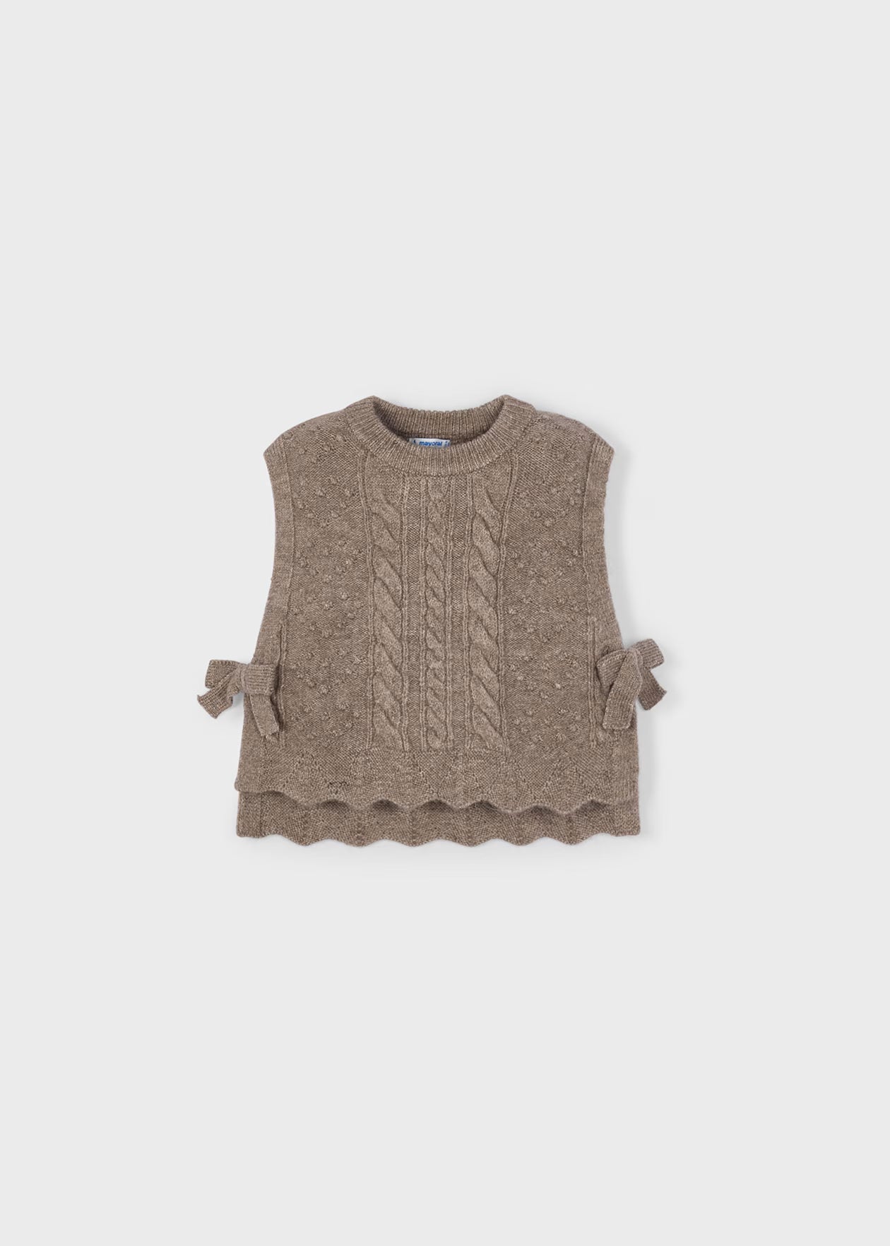 Girl Knit Vest with Side Bows Taupe Mix Little Sprout