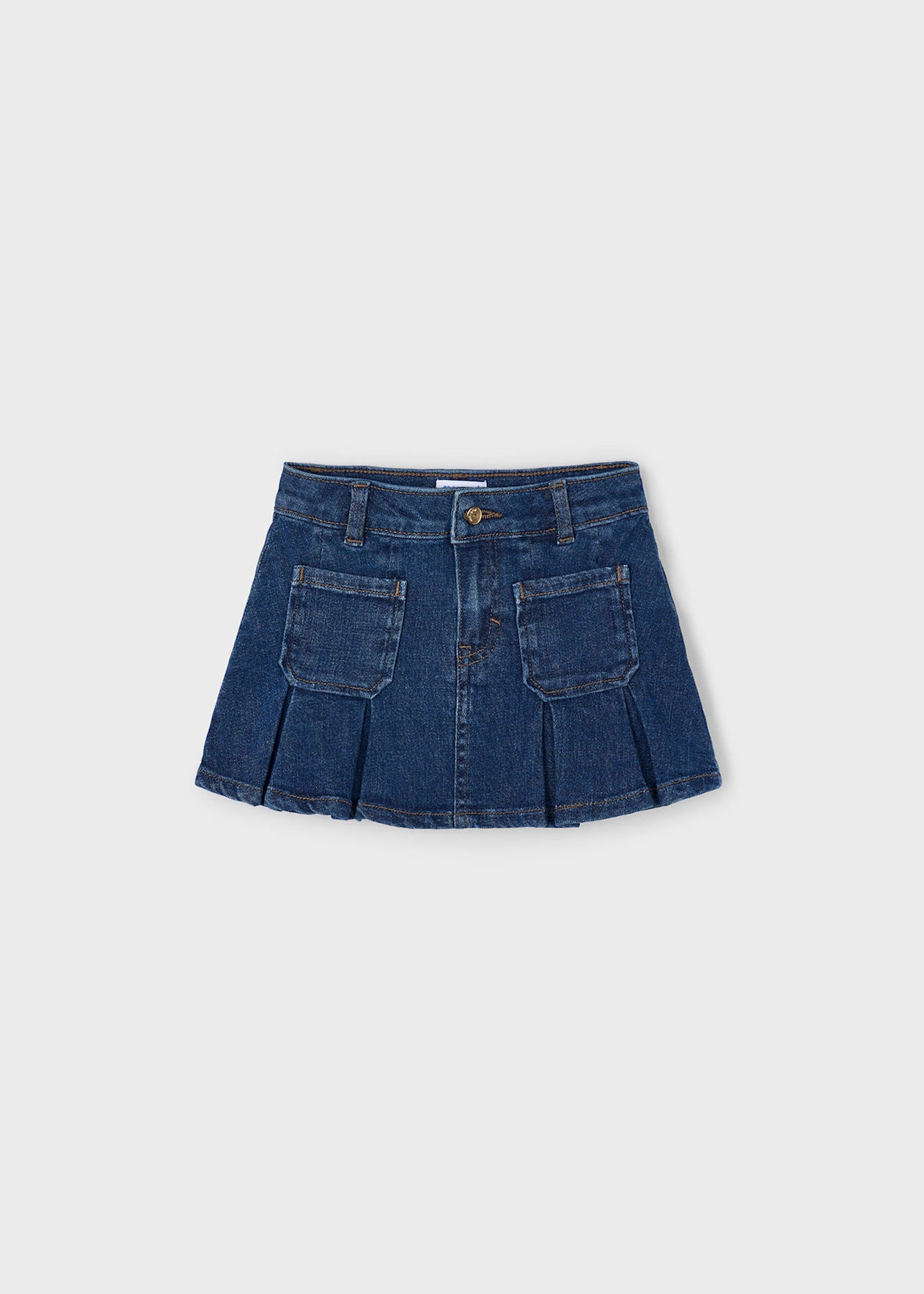 Mayoral Girl Pleated Denim Skirt Super Dark Denim Little Sprout