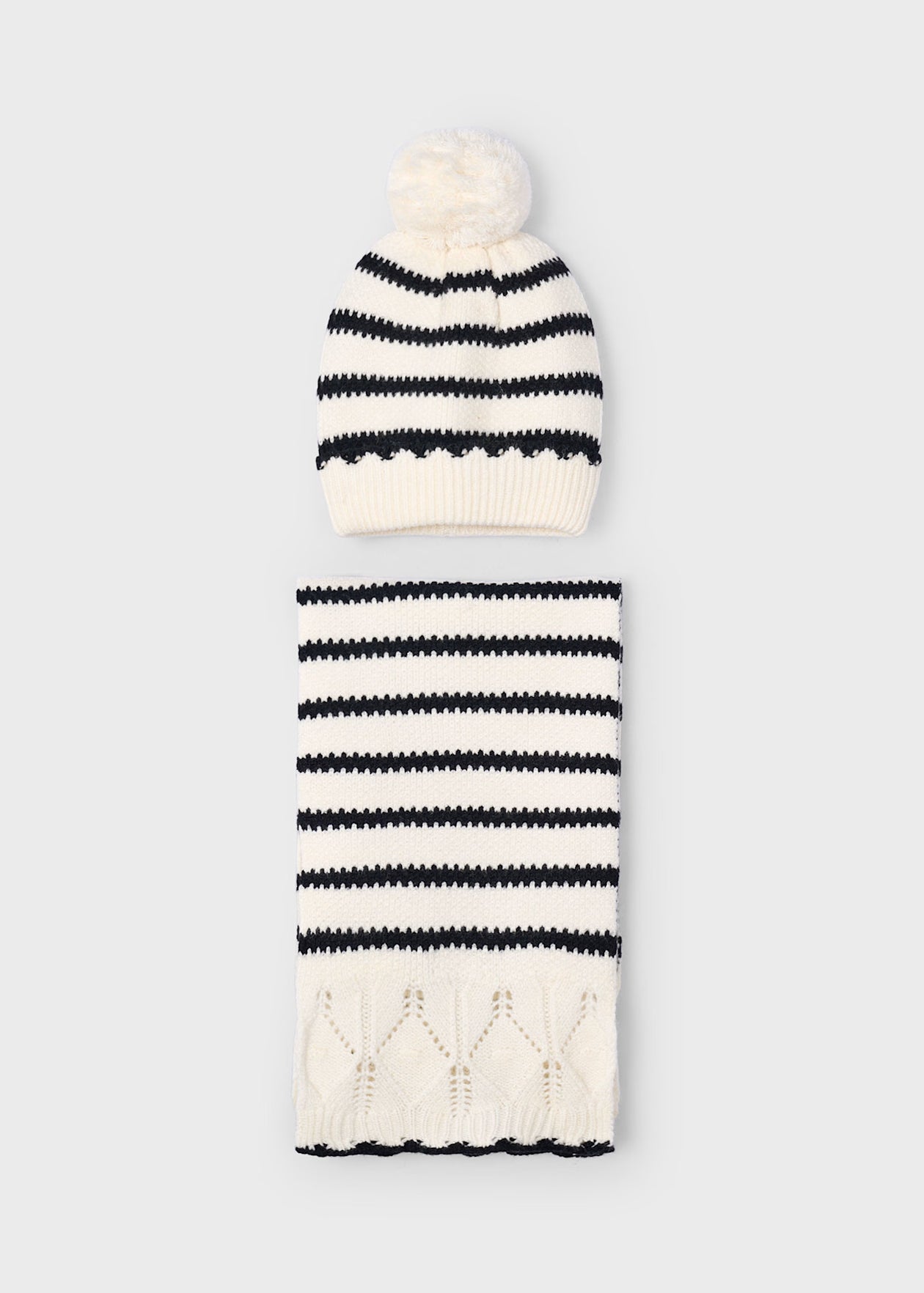 Mayoral Striped Hat and Scarf Set Macchiato Little Sprout