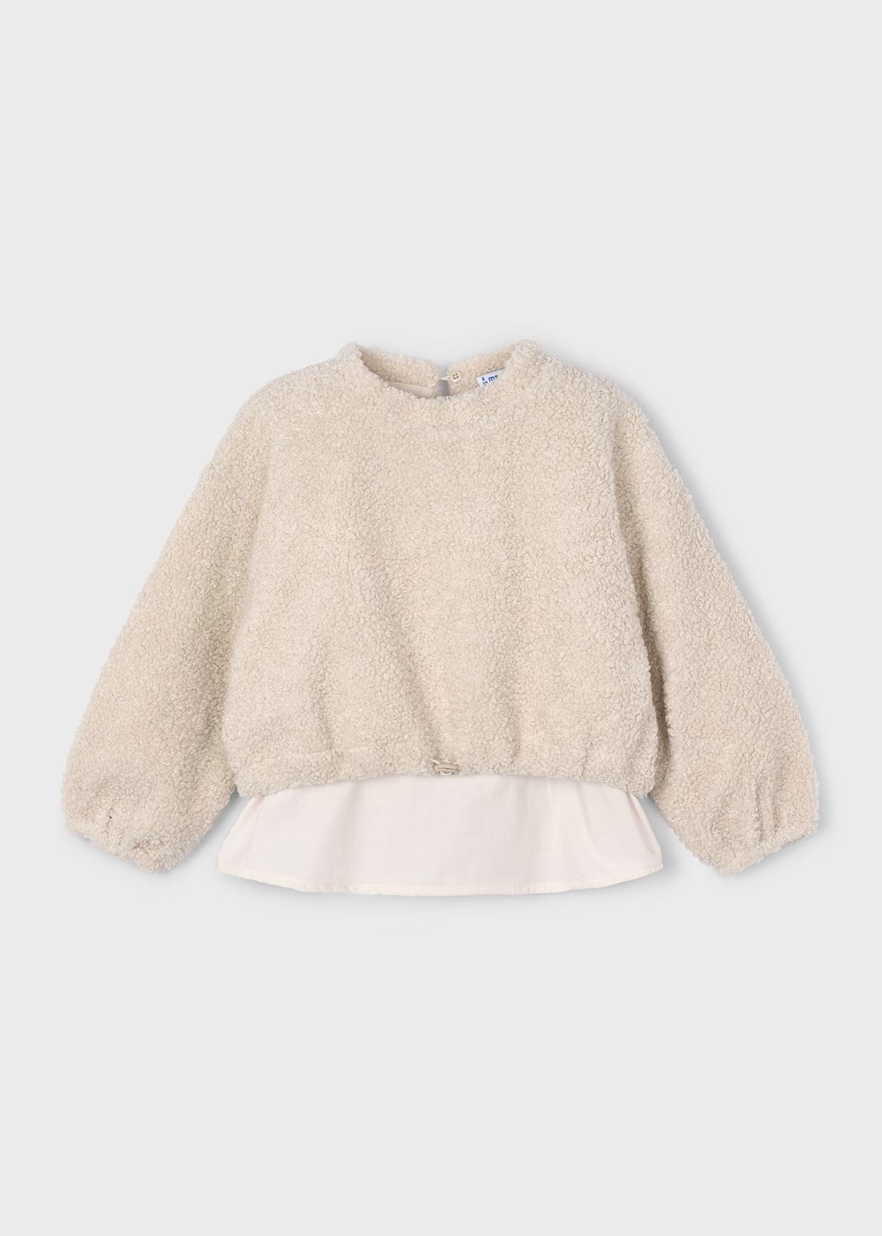 Mayoral Sweatshirt with Contrast Sherpa Almond Little Sprout
