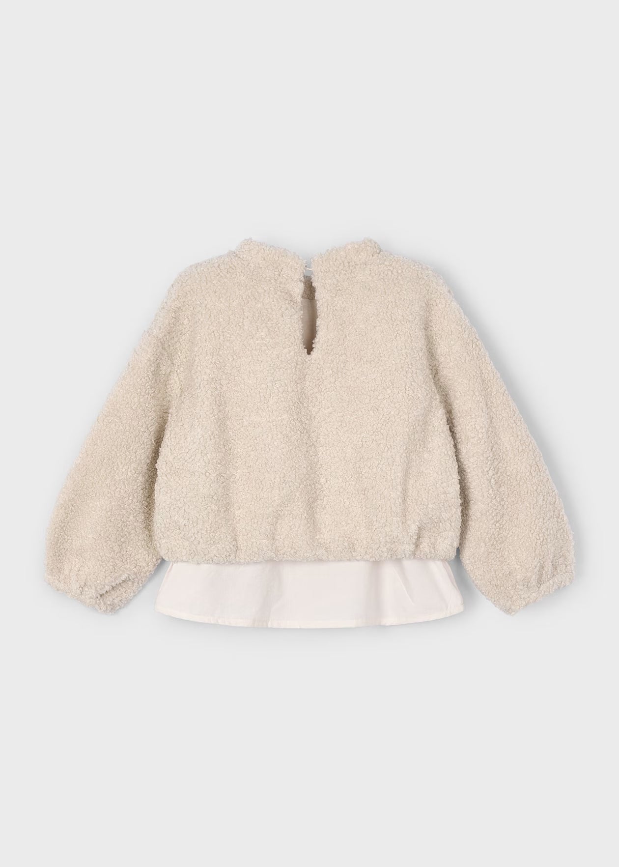 Sweatshirt with Contrast Sherpa - Almond