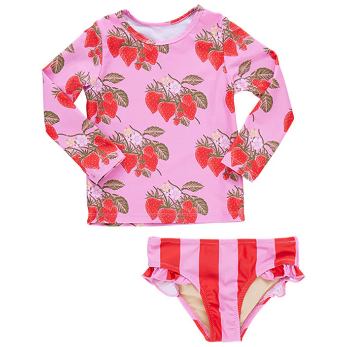 Rash Guard Set - Pink Wild Strawberries