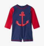 Nautical Anchor One-Piece Rash Guard Swimsuit