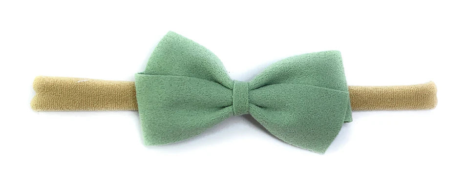 Thali Faux Suede Bow Headband for Infant Babies Toddler Girl:  Mint