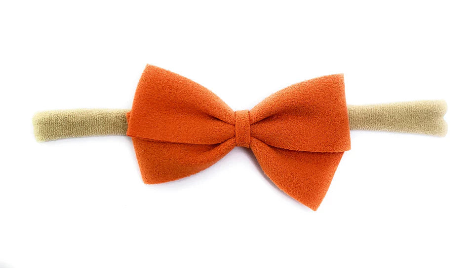 Thali Faux Suede Bow Headband for Infant Babies Toddler Girl:  Orange