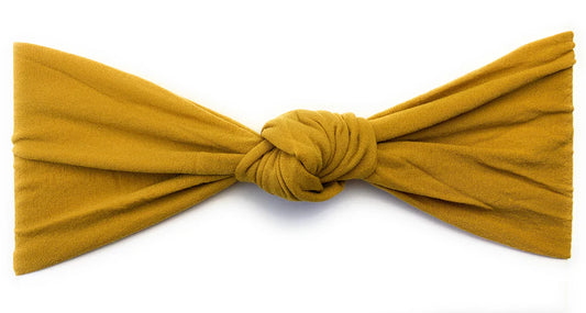 Nylon Knotted Turban Knots Baby Infant Headband:  Mustard