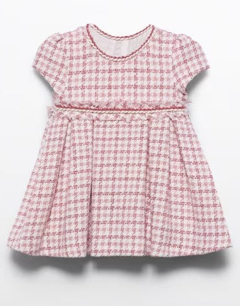 Houndstooth Check Dress - Pink