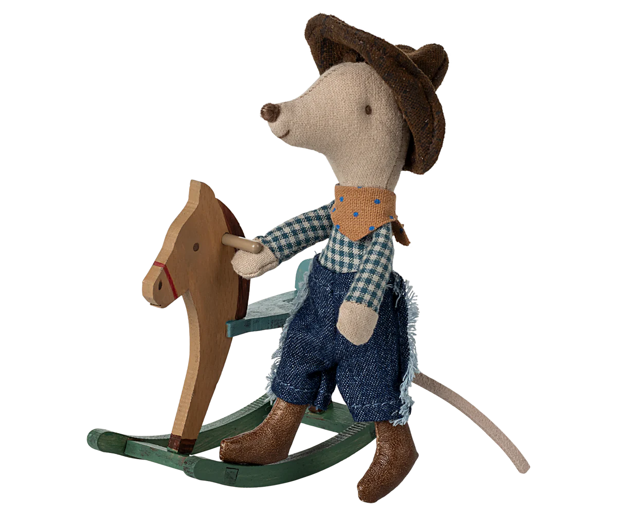 Cowboy Mouse on Rocking Horse - Little Brother Maileg