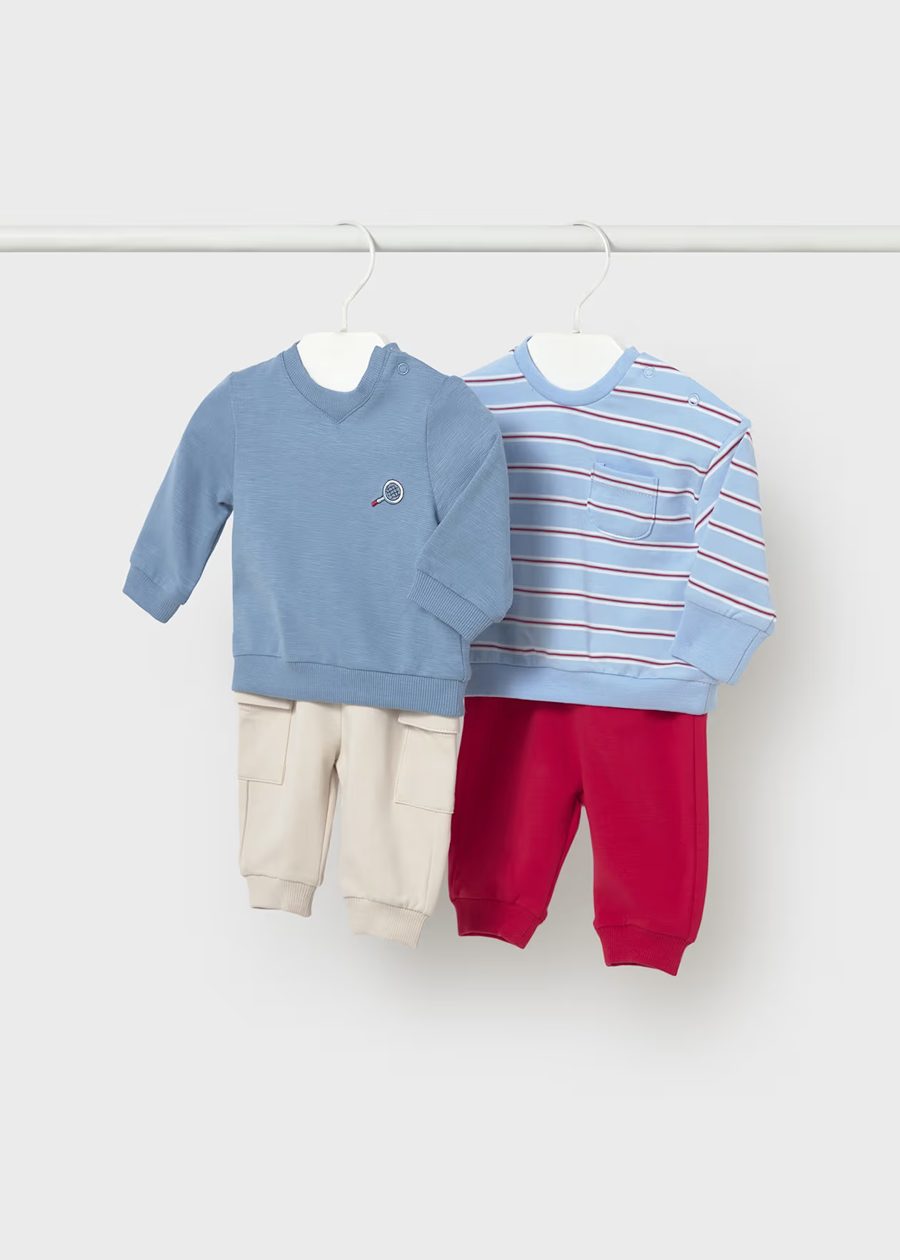 Mayoral Newborn Boy 4 Piece French Terry Set Red Little Sprout