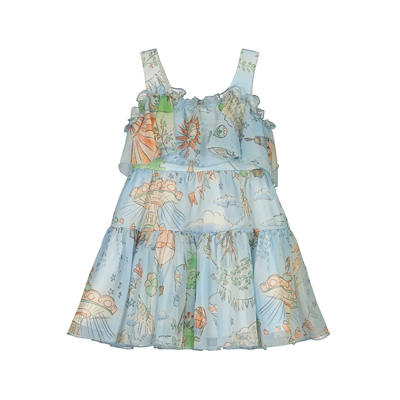 Ruffled Bambula Dress - Sky Blue