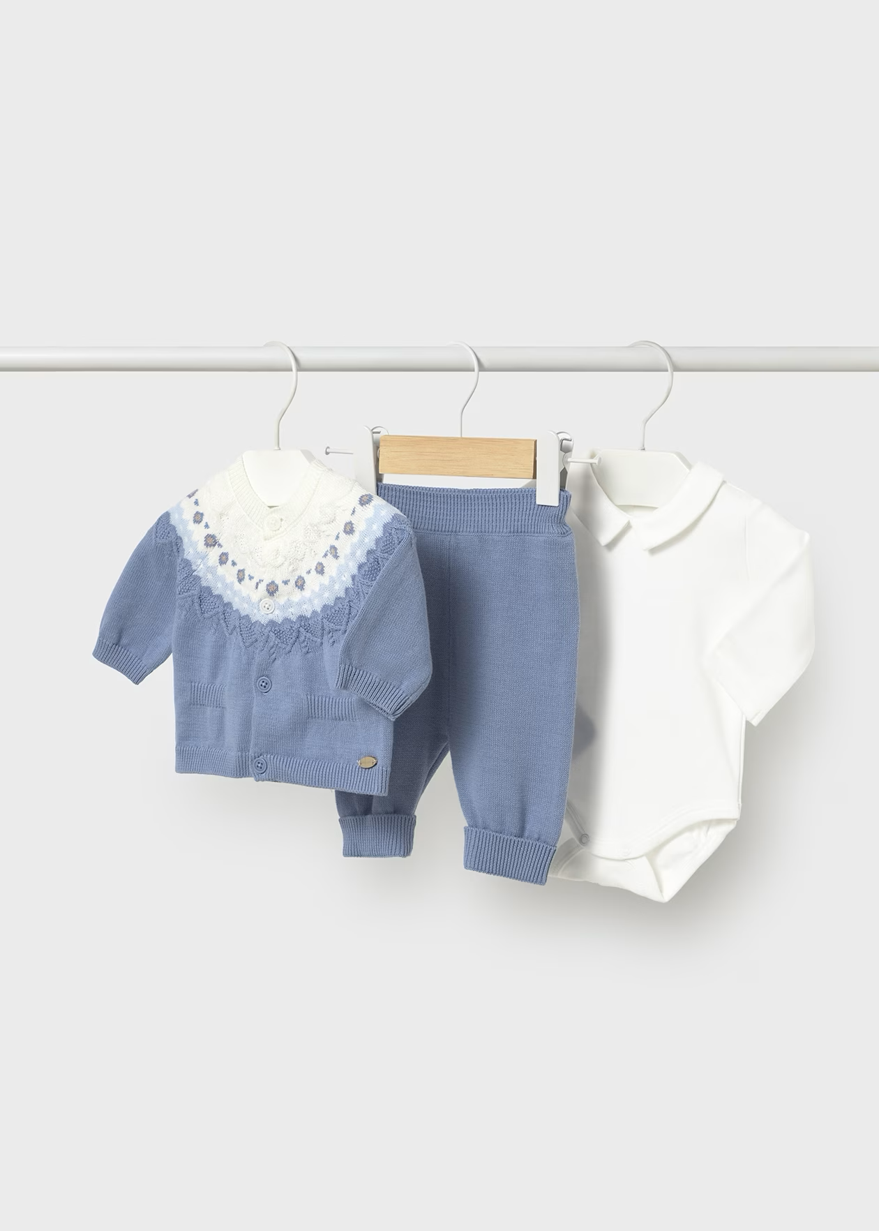 Mayoral Newborn 3-Piece Knit Set Cloud Little Sprout