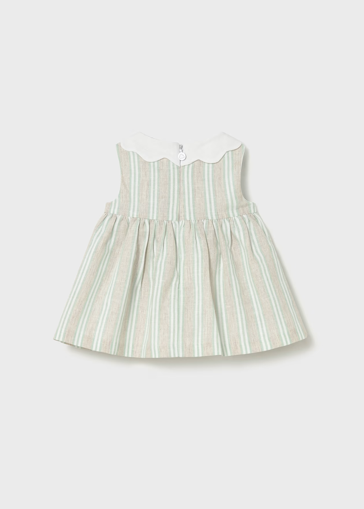 Newborn Girl Striped Linen Dress - Aqua