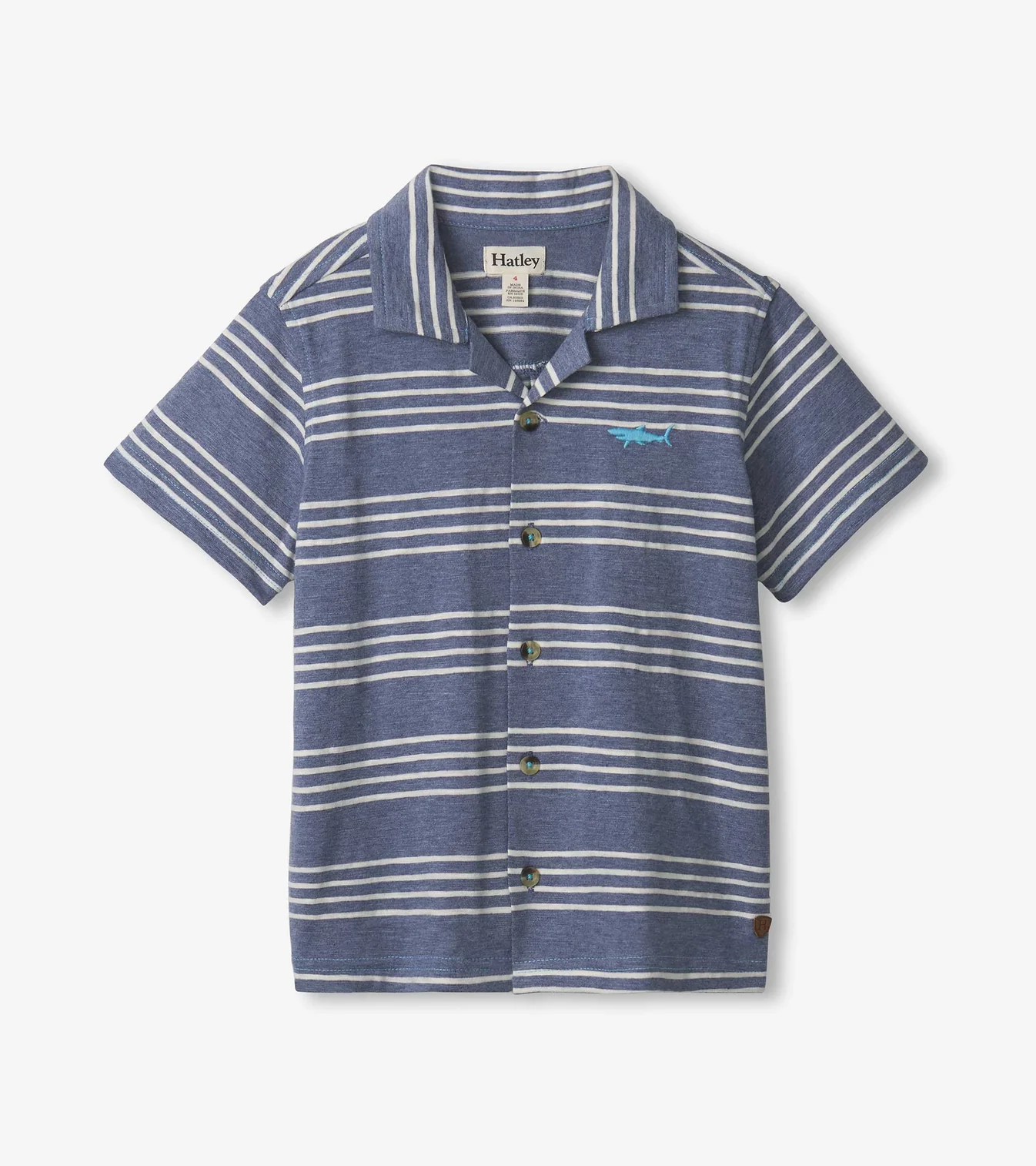 Nautical Stripes Jersey Button Down - Blue Indigo