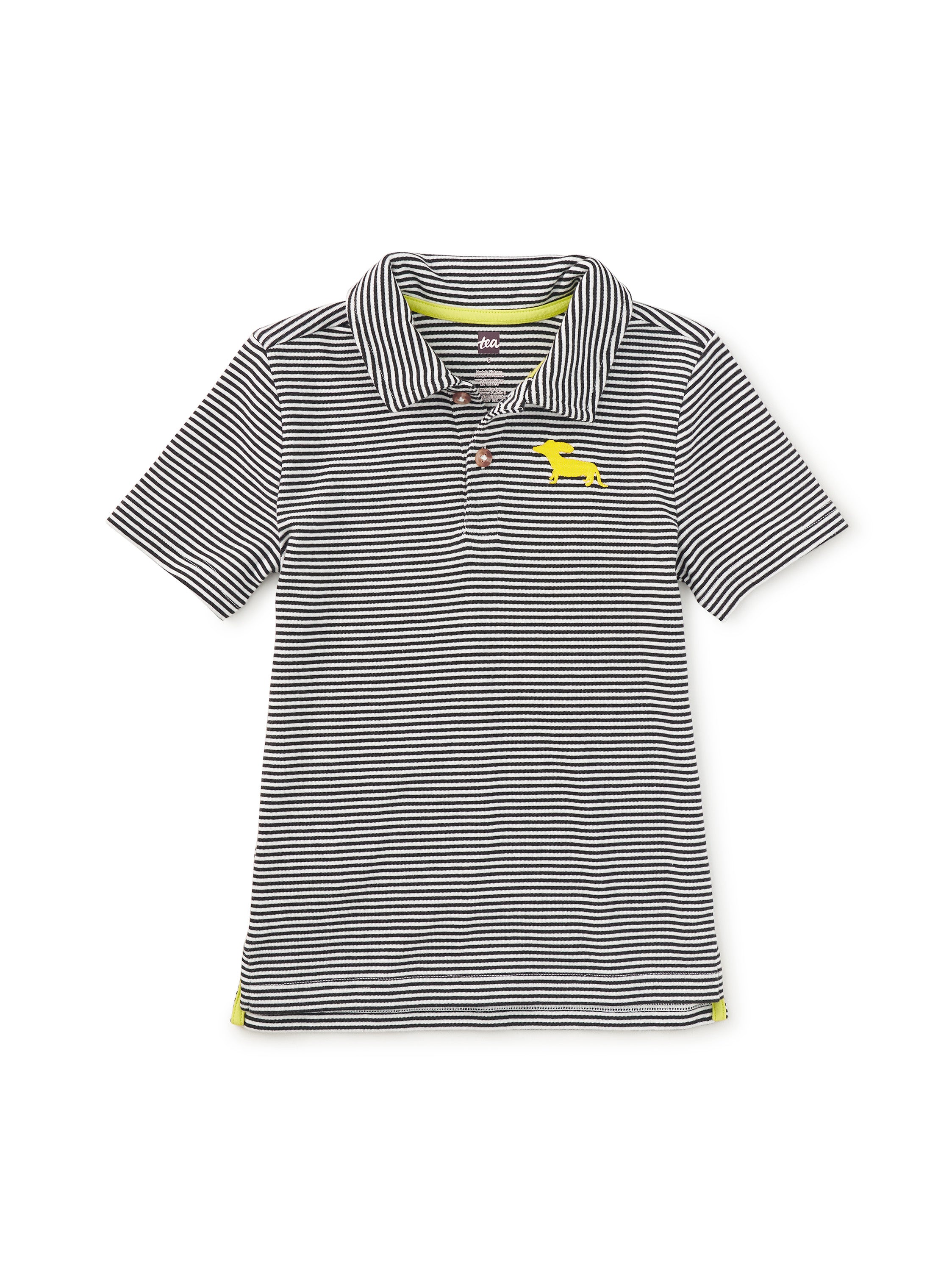 Tea Collection Striped Embroidered Polo Jet Black Little Sprout