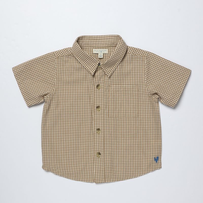Pink Chicken Blue Rooster Boys Jack Shirt Cocoa Gingham Little Sprout