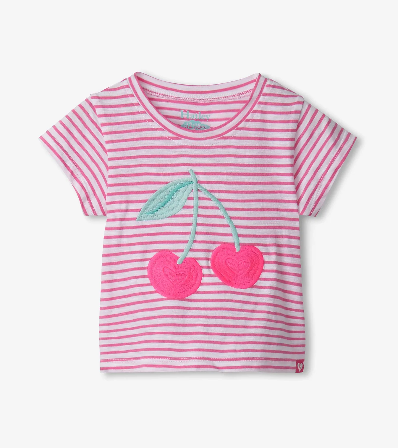 Cherry Stripes Graphic Tee - Pink Carnation