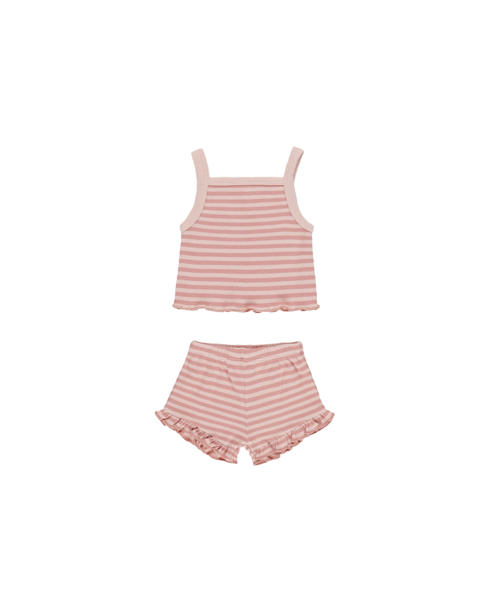 Evie Tank + Shortie Set - Pink Stripe