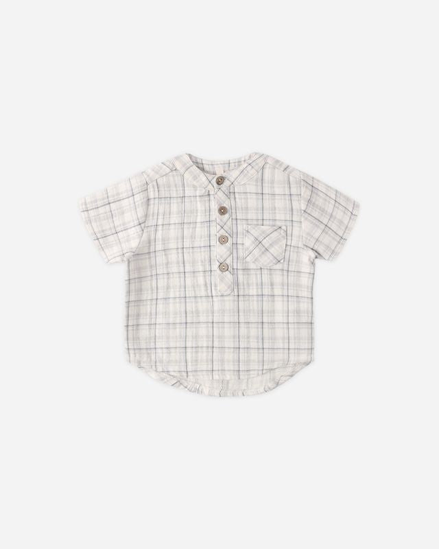 Quincy Mae Jaxson Shirt Blue Plaid Little Sprout