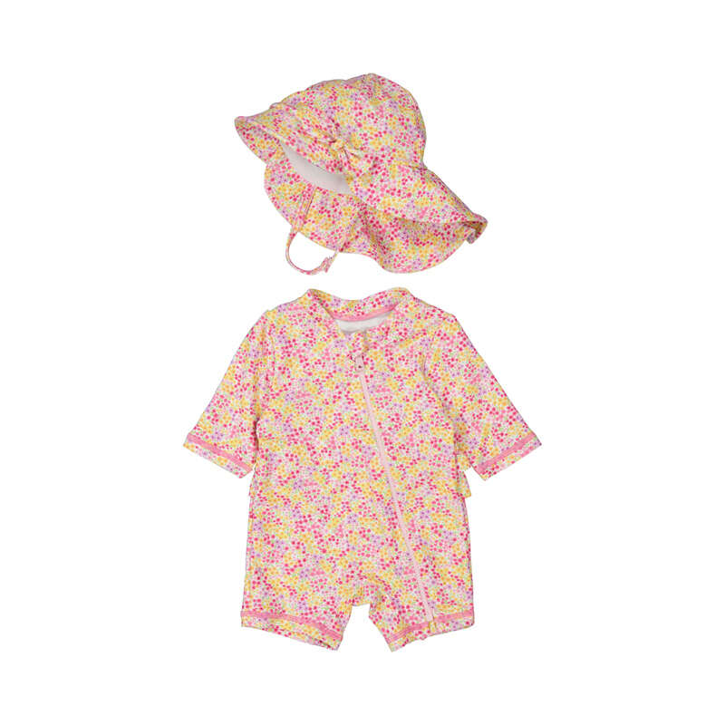 Mayoral Baby Girl Swimsuit with Hat Rose Little Sprout