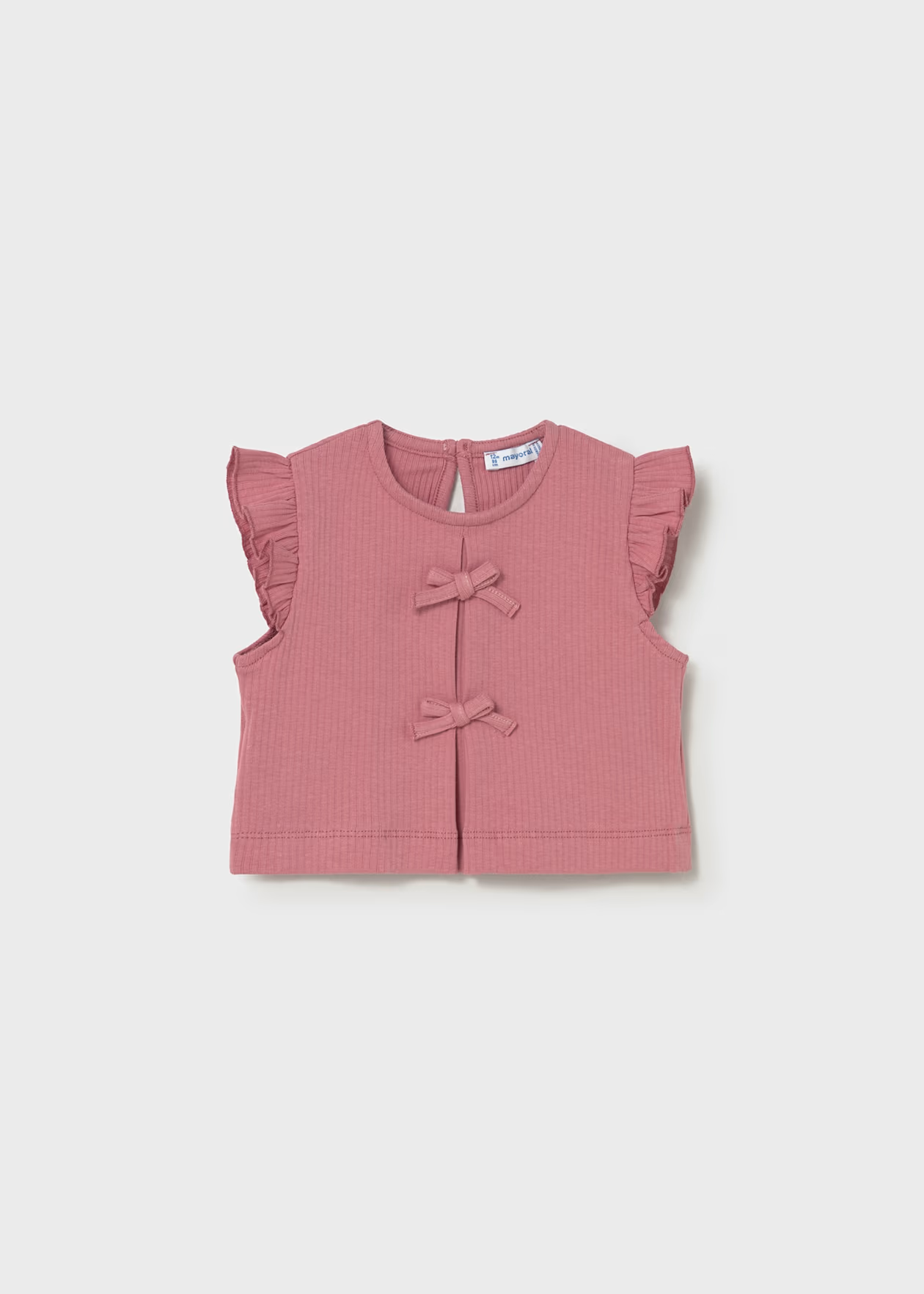 Mayoral Baby Ribbed Bow Top Blush Little Sprout