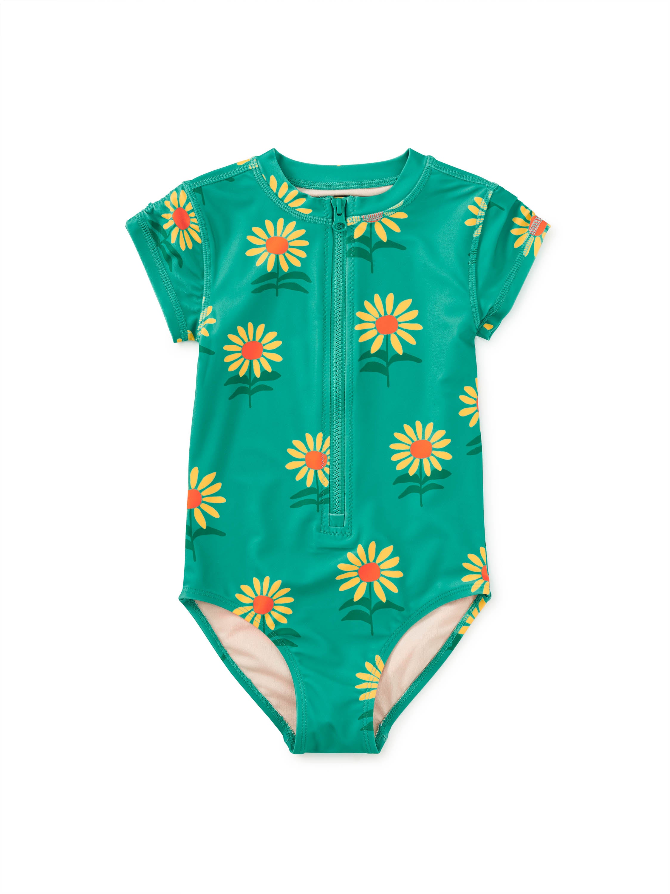 Tea Collection Rash Guard One Piece Swimsuit Sunflowers Little Sprout