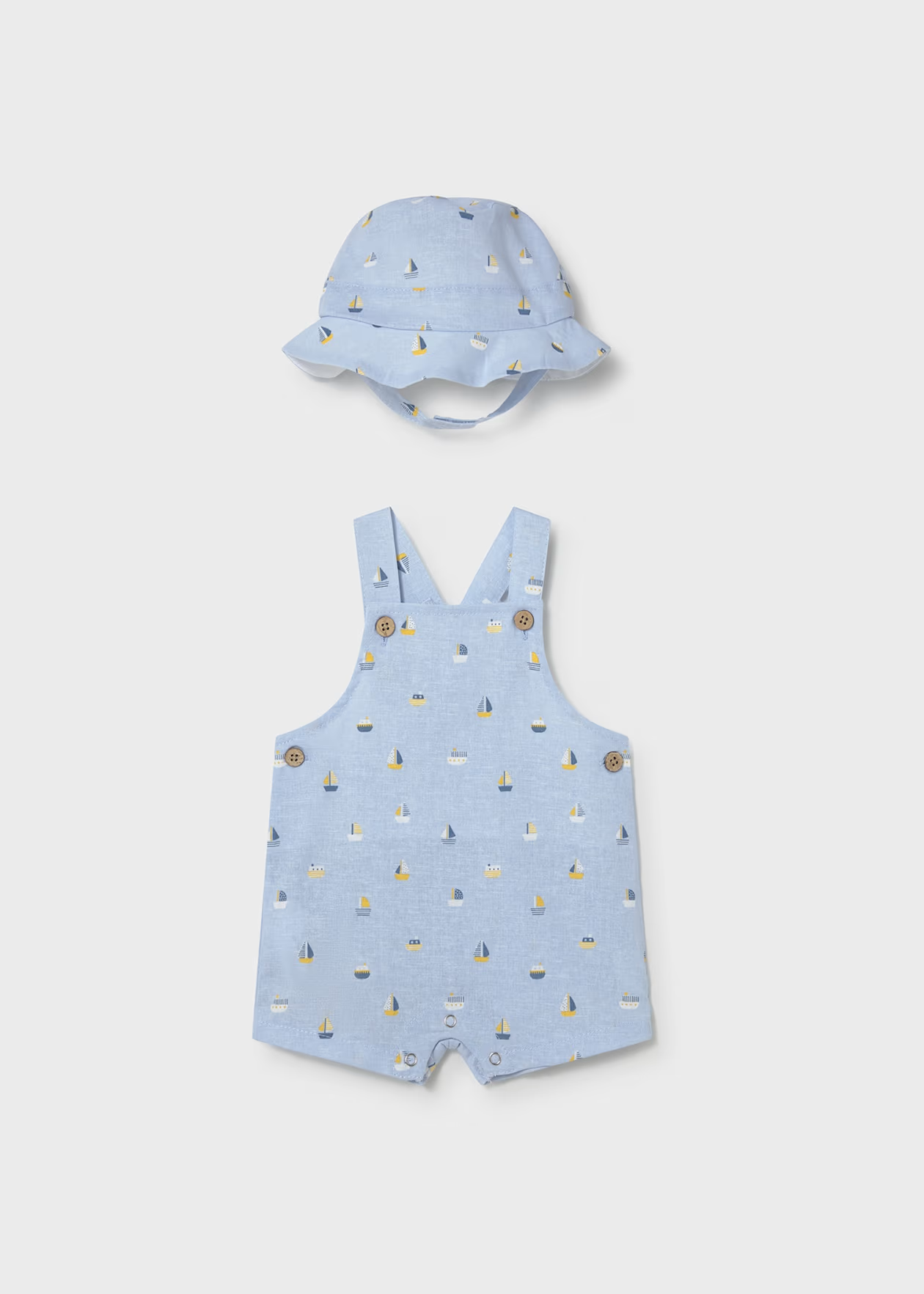 Mayoral Newborn Boy Printed Dungaree and hat set Little Sprout