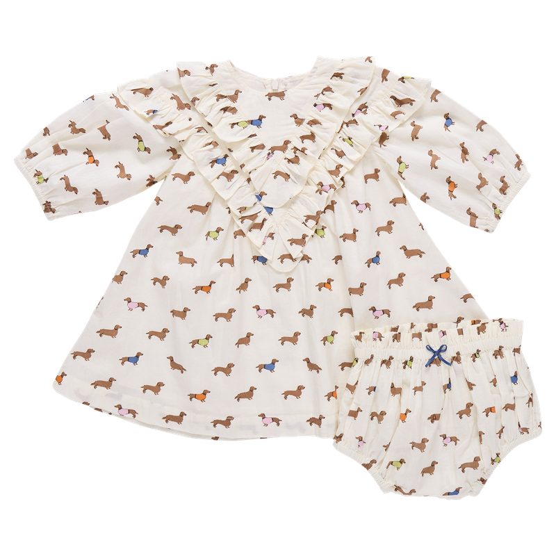 Pink Chicken Baby Girls Everly Dress Set Dachshunds in Sweaters Little Sprut