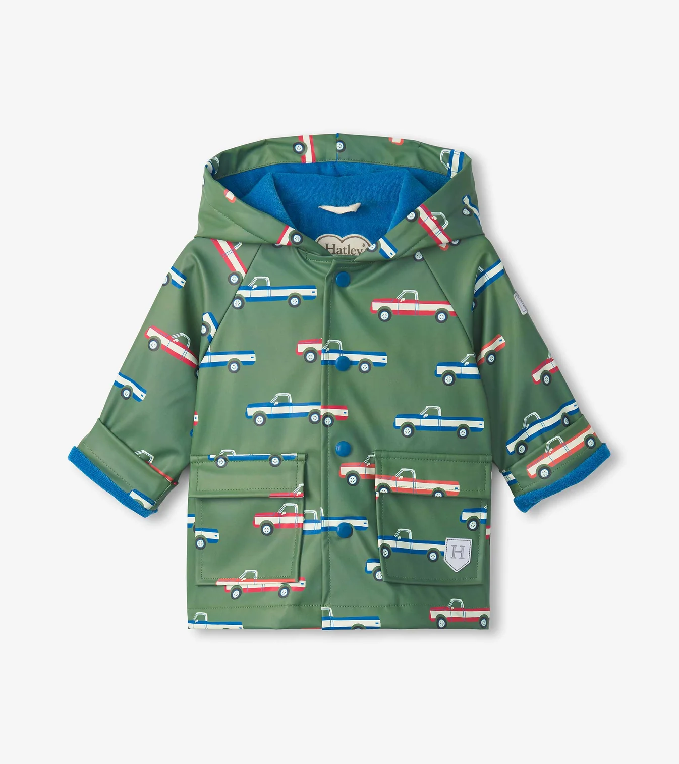 Big Trucks Snap Raincoat - Comfrey