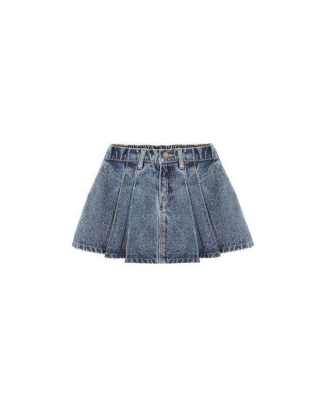 Pleated Denim Skirt Indigo Denim Little Sprout