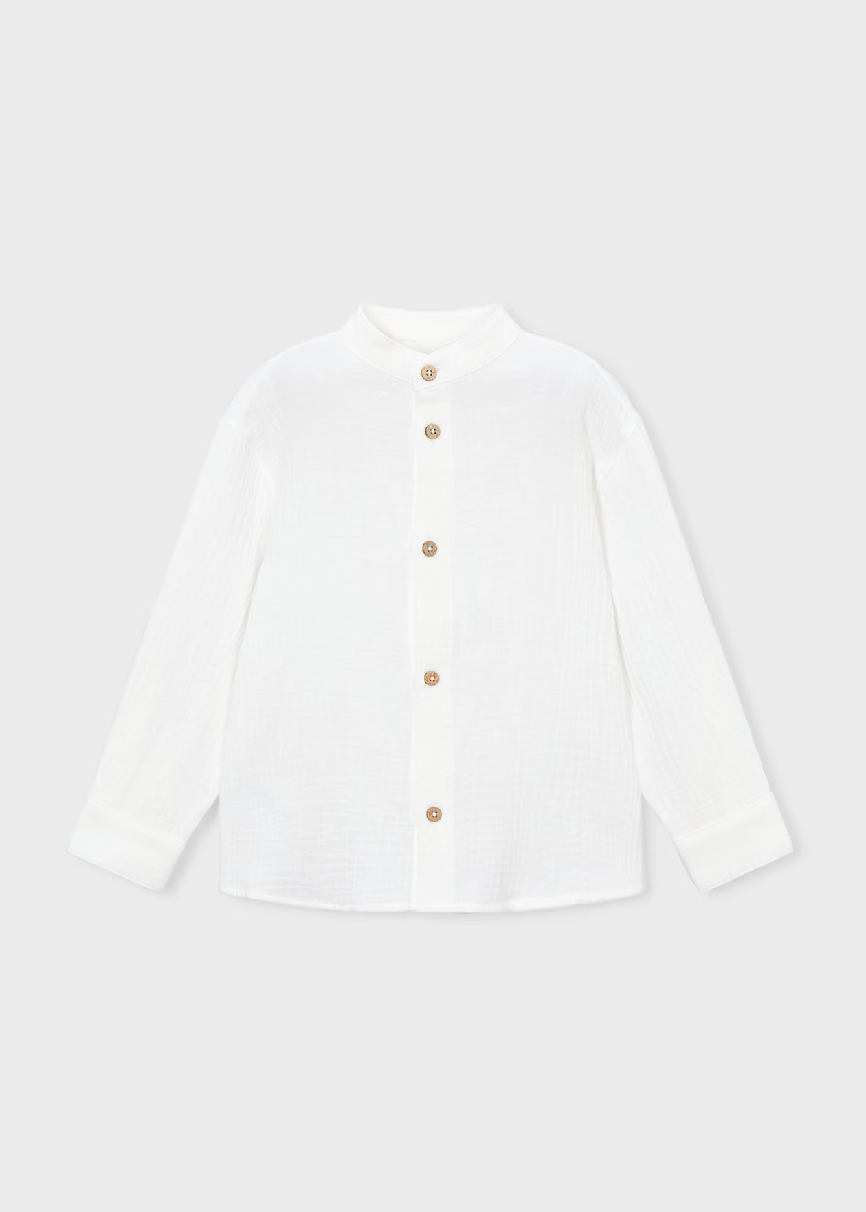 Mayoral Boy Bambula Long Sleeve Cotton Shirt  Cream Little Sprout