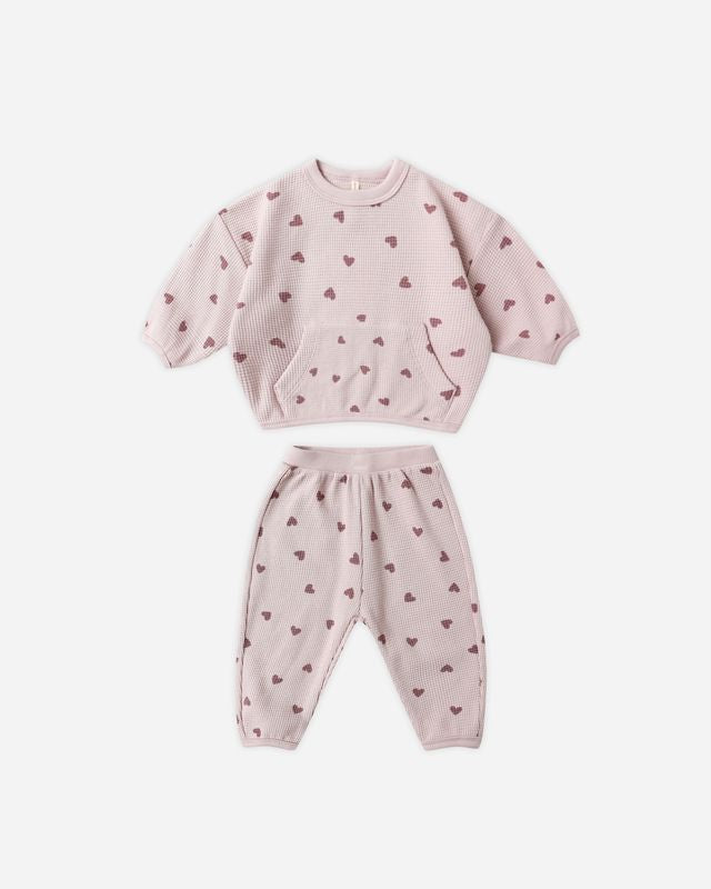 Quincy Mae Waffle Slouch Set Hearts Little Sprout
