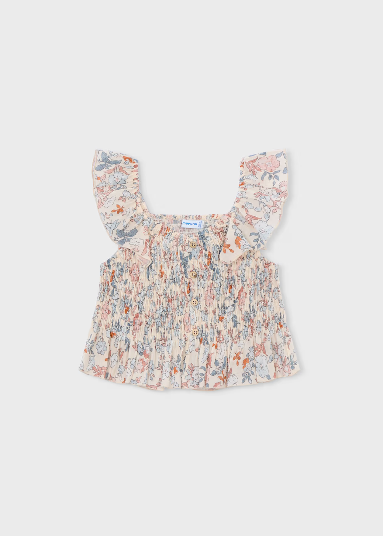 Mayoral Girl Printed bambula Top Salmon Little Sprout