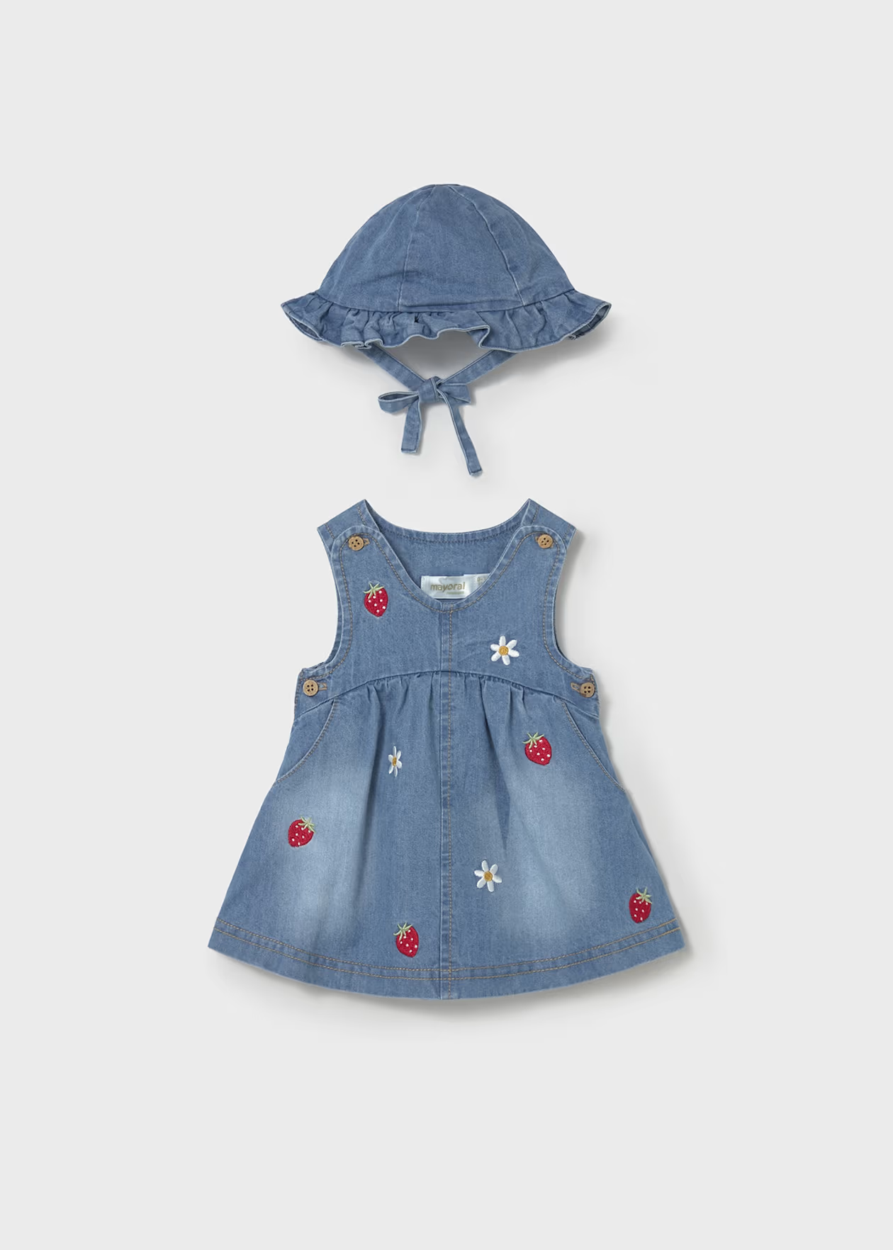 Mayoral Newborn Girl Dress with Hat Set Denim Little Sprout