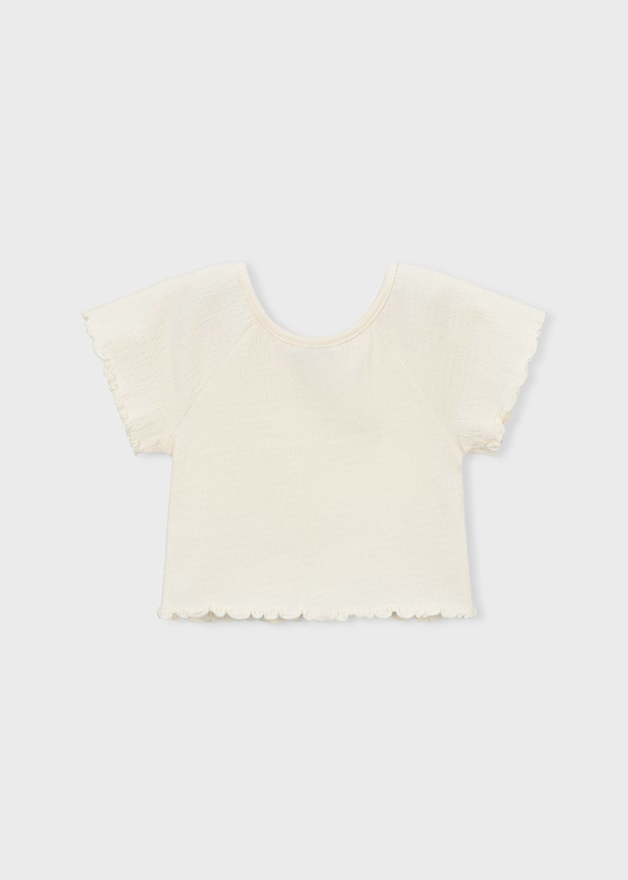 Girl Ruffled T Shirt - Bone