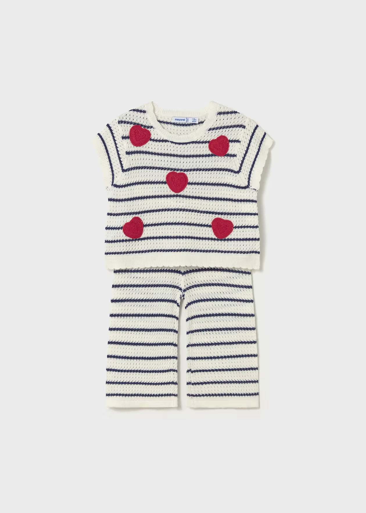 Mayoral Baby Pants and Heart Top Set Natural Little Sprout