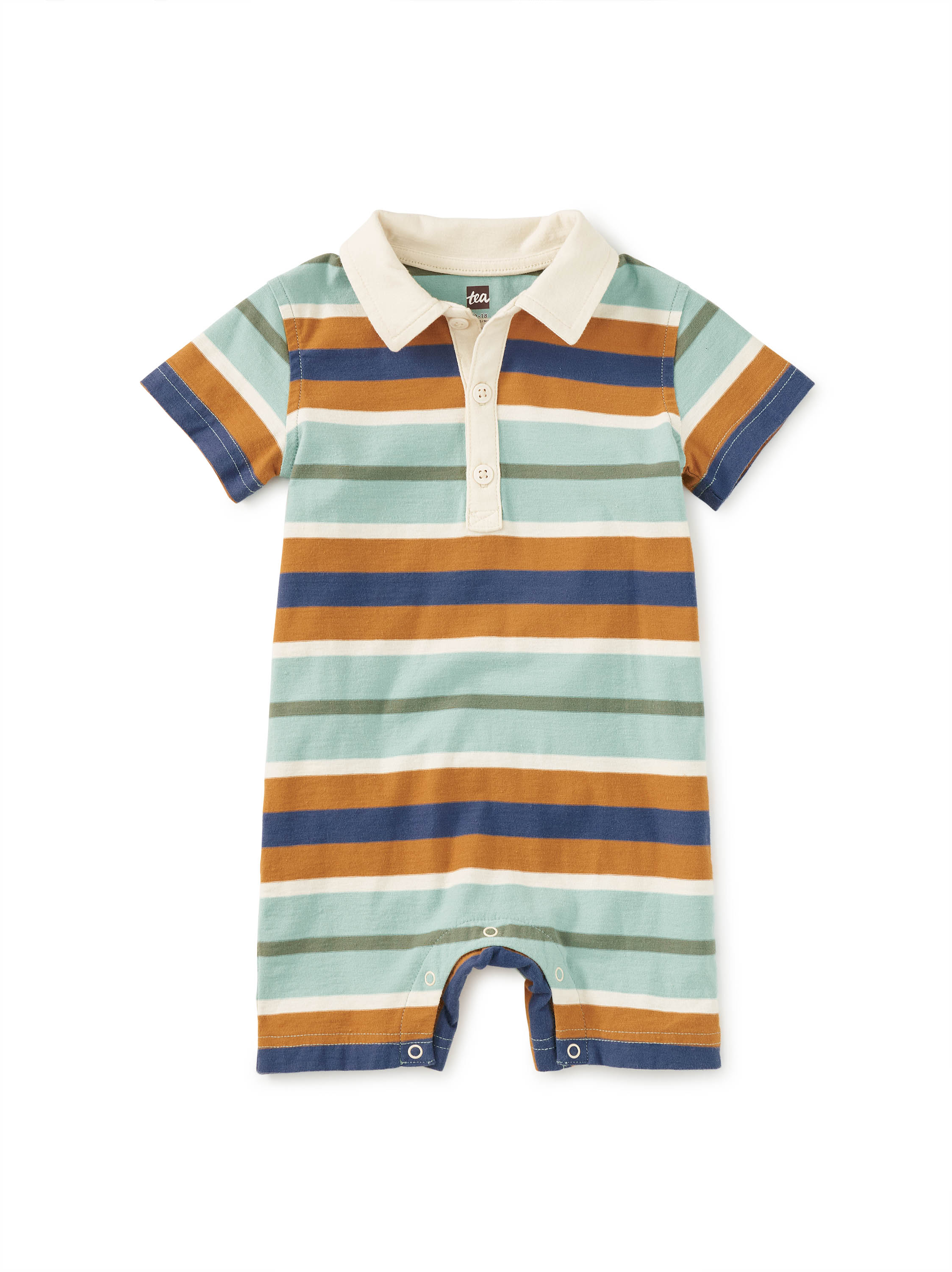 Tea Collection Polo Baby Romper Mineral Little Sprout