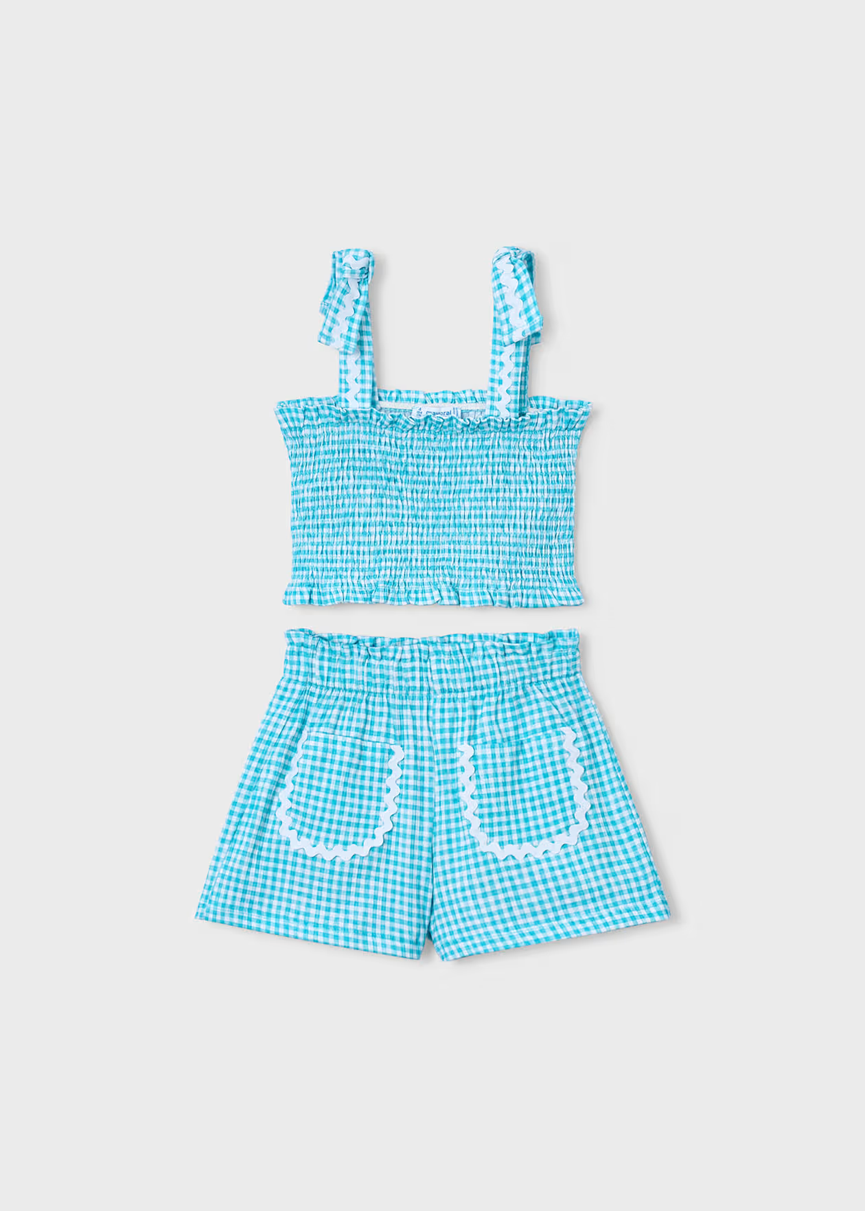 Shorts and Smocked Top Set Pacific Gingham Little Sprout