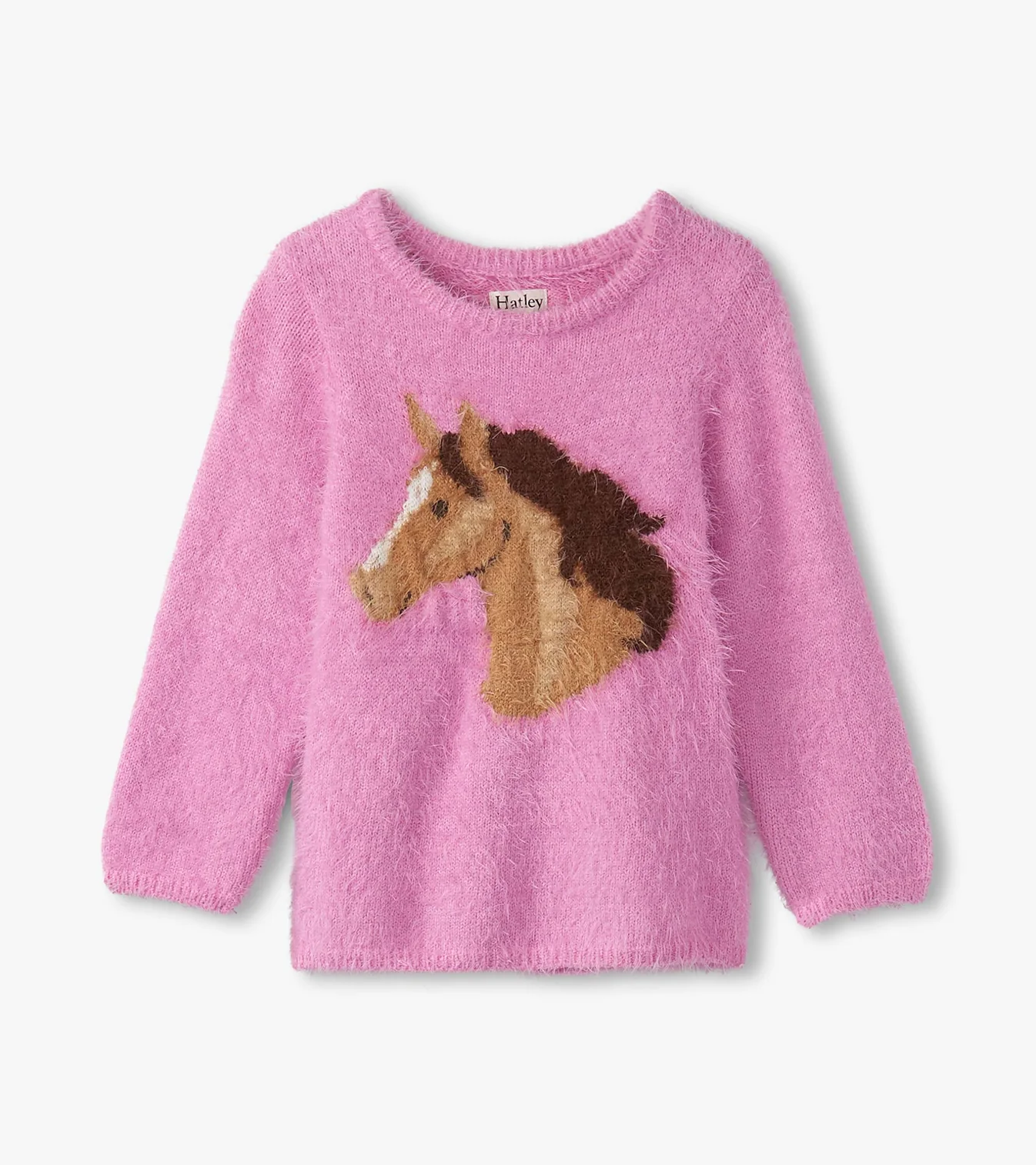 Horse Furry Sweater Fuchsia Pink Little Sprout