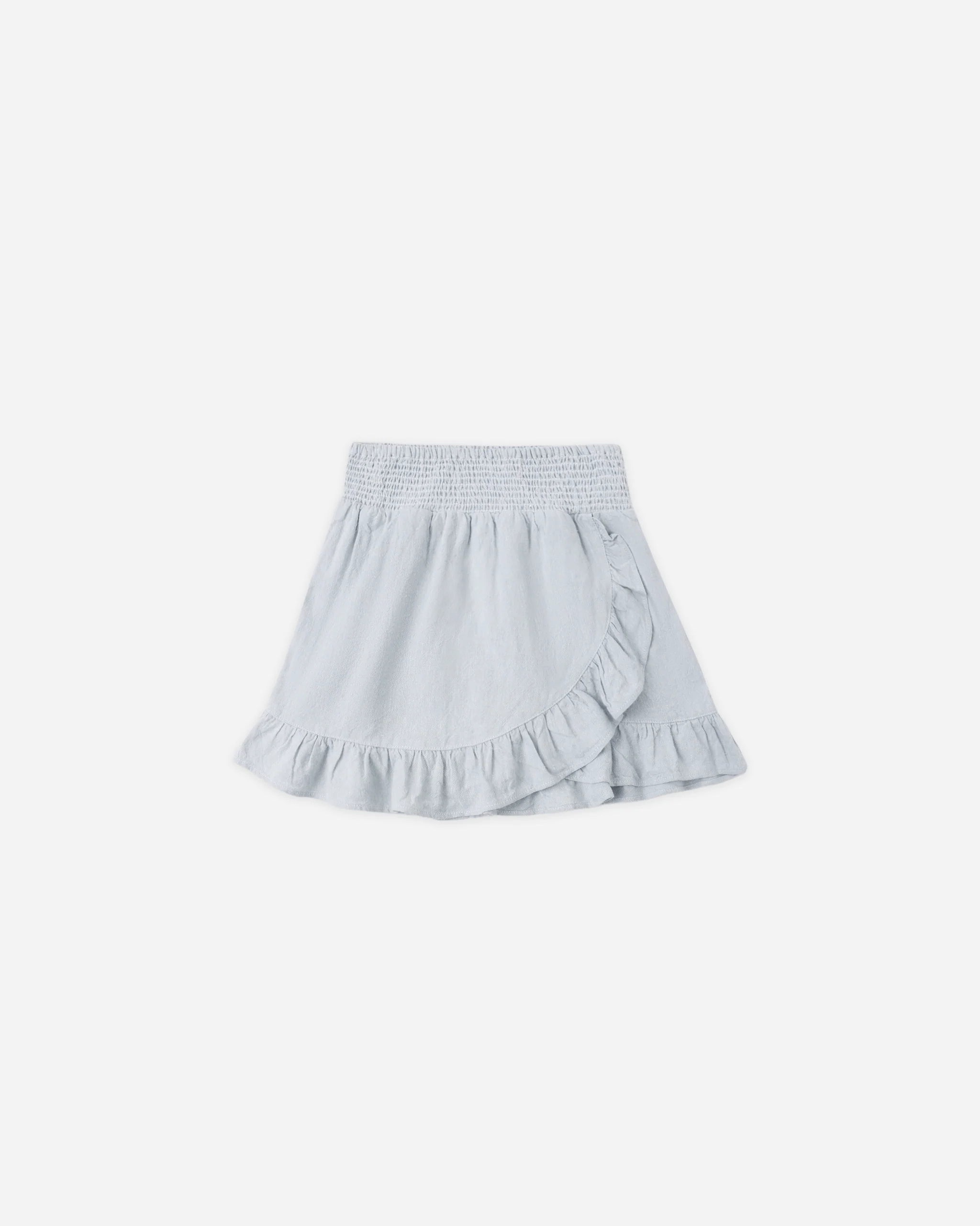 Rylee and Cru Wrap Ruffled Skirt Heathered Light Blue Little Sprout