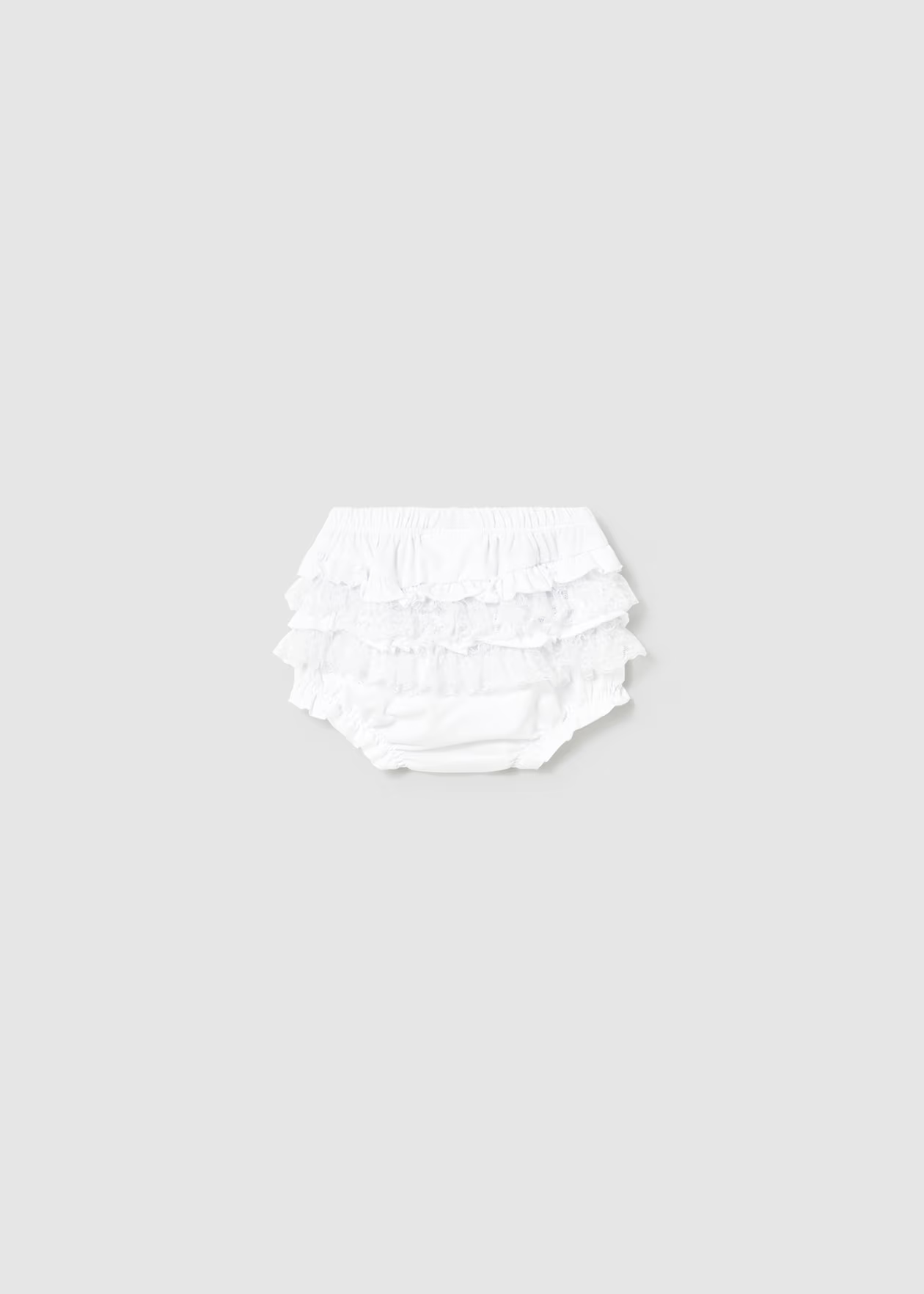 Newborn Girl Ruffled Bloomers - White