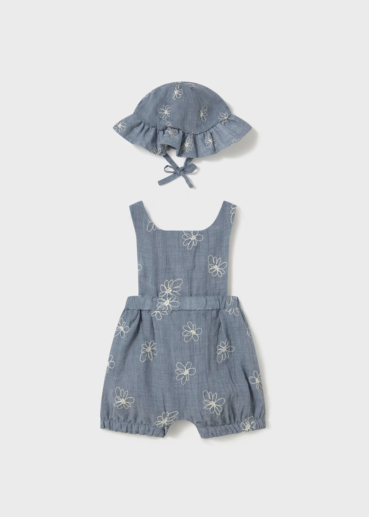 Newborn Print Dungarees with Hat - Denim-Little Sprout