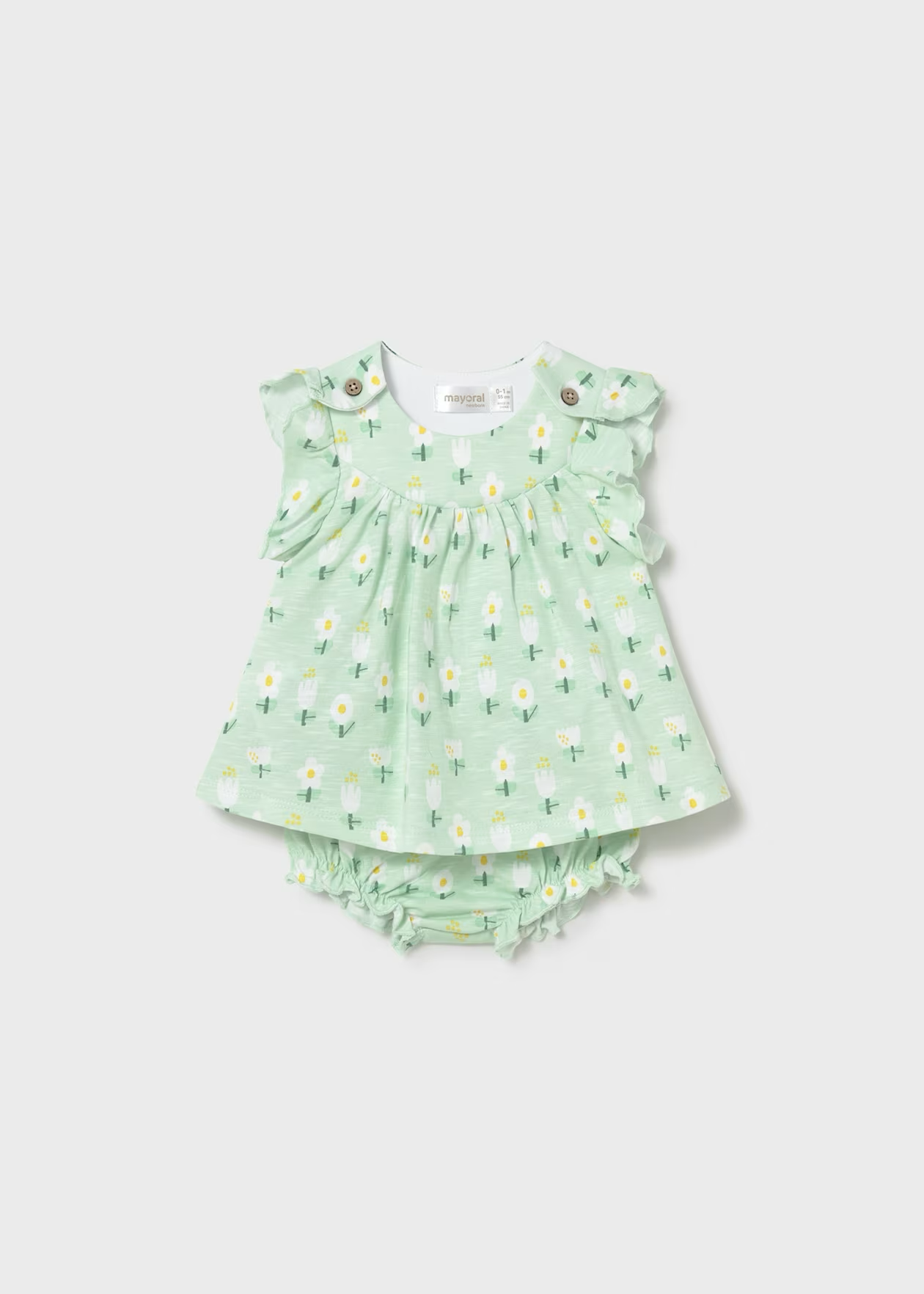 Mayoral Newborn Girl  Printed Knit Dress Algae Little Sprout