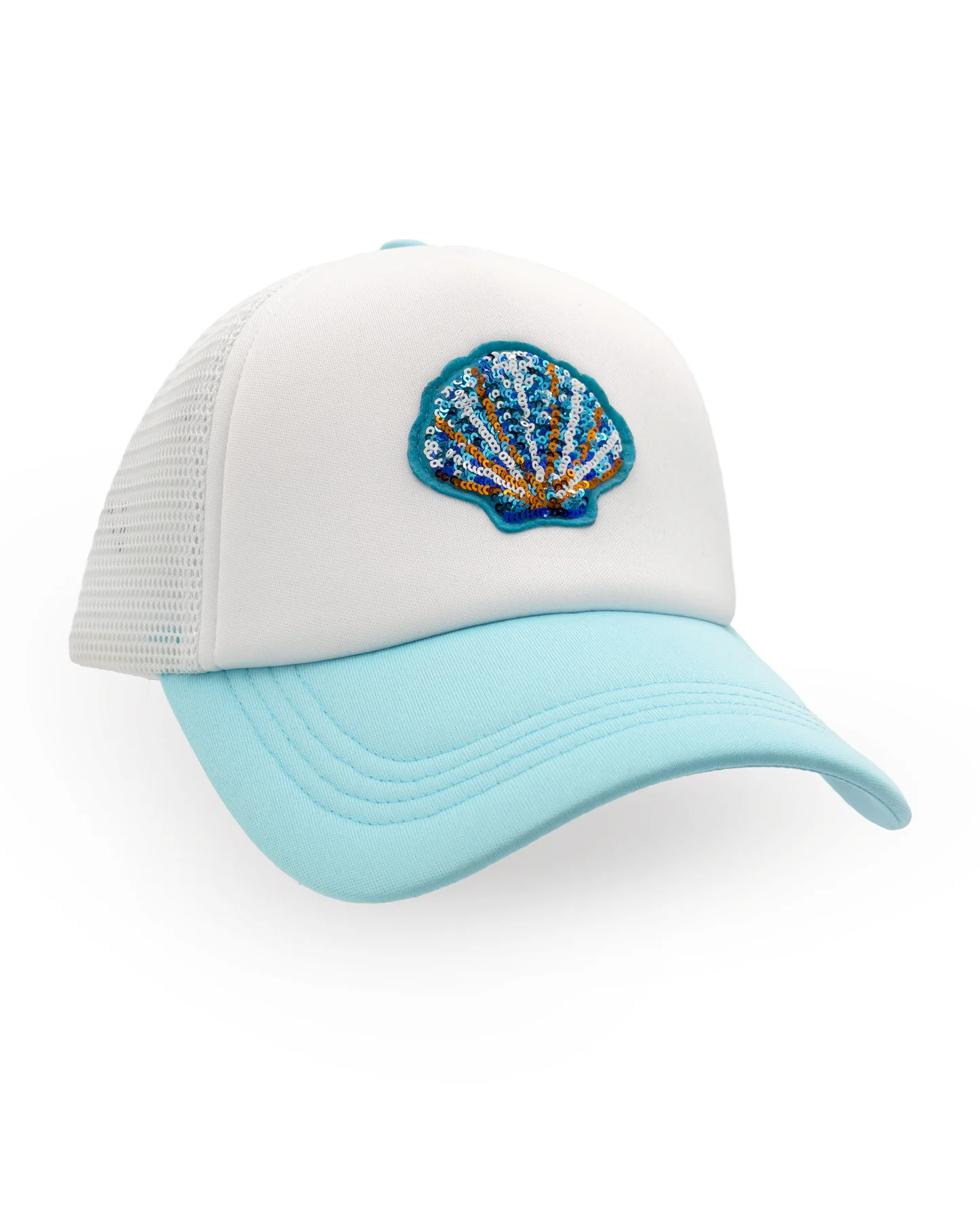 Feather 4 Arrow Trucker Hat Ocean Blue Little Sprout