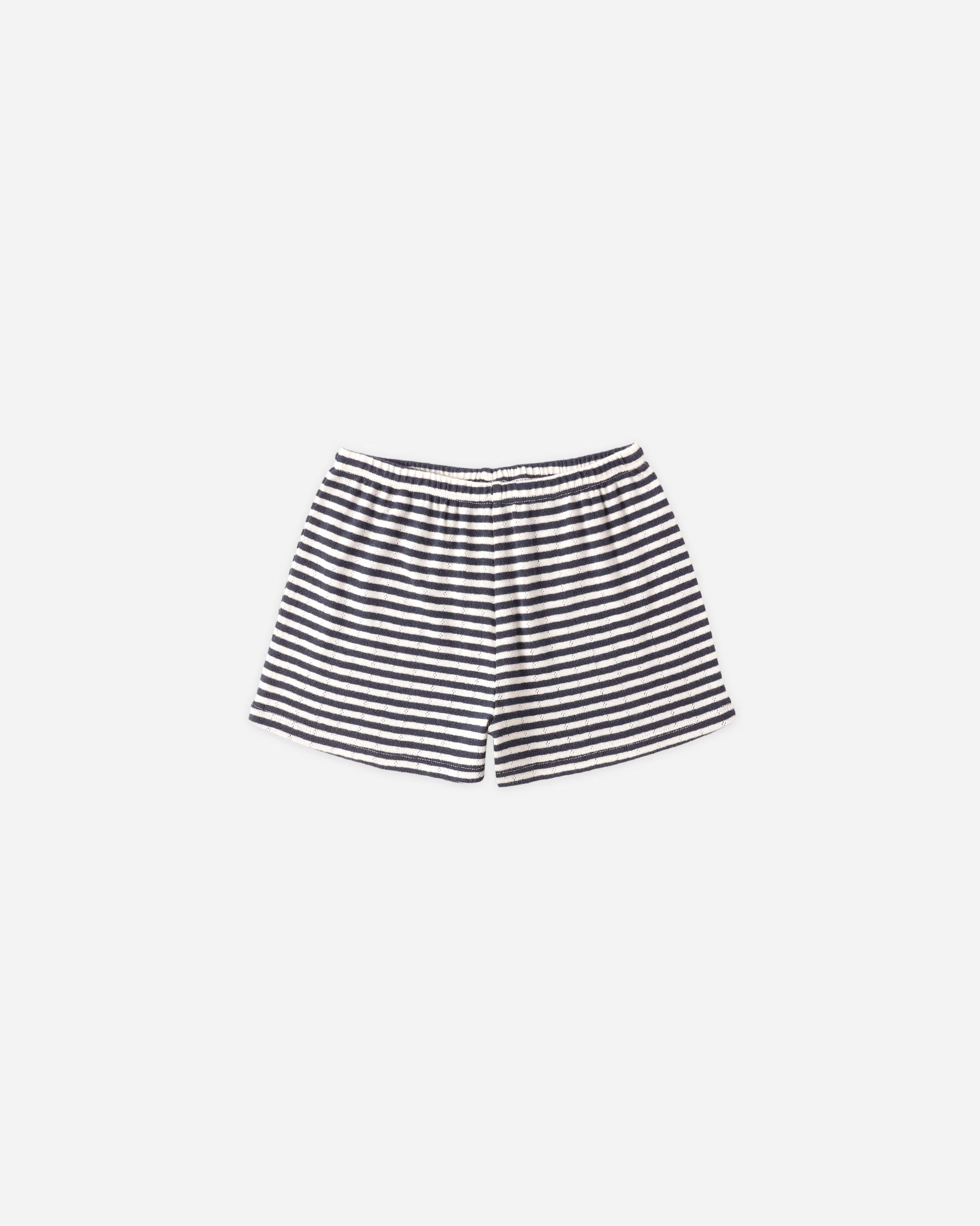 Rylee and Cru Pointelle shorts Navy Stripe Little Sprout