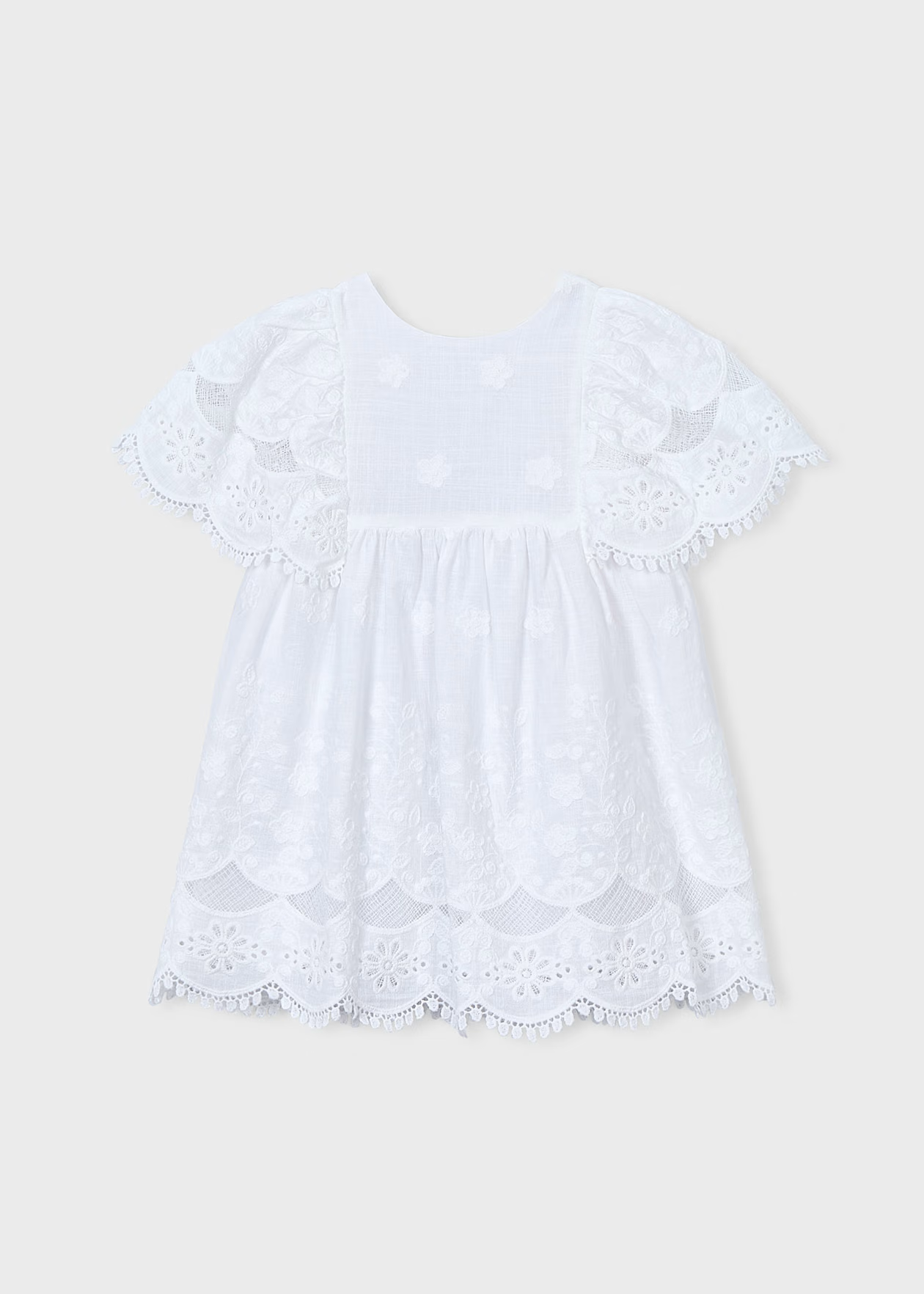 Mayoral Girl Embroidered Dress - White Little Sprout
