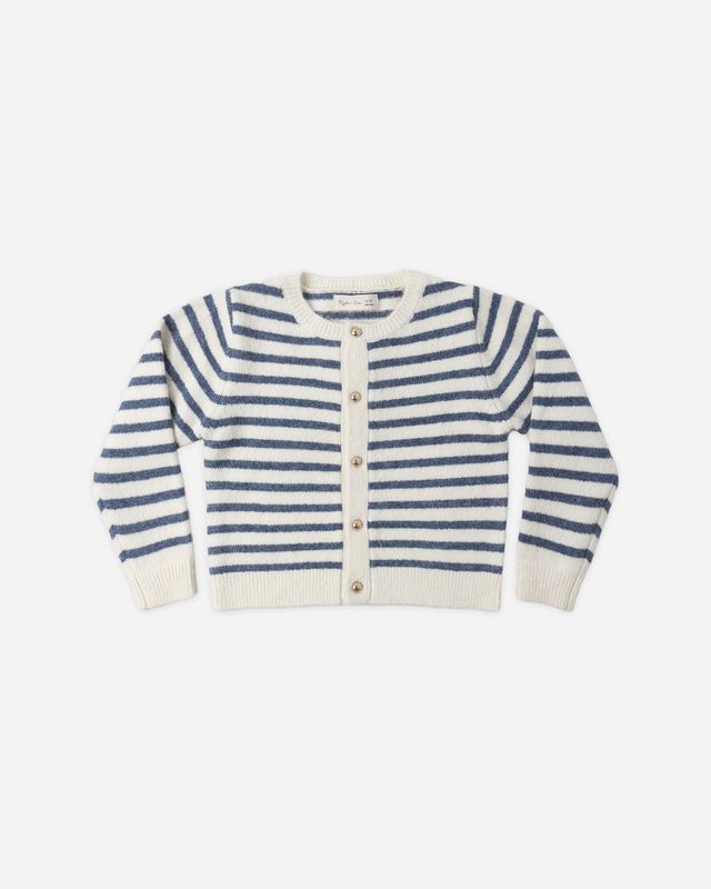 Rylee and Cru Classic Cardigan Maritime Stripe Little Sprout