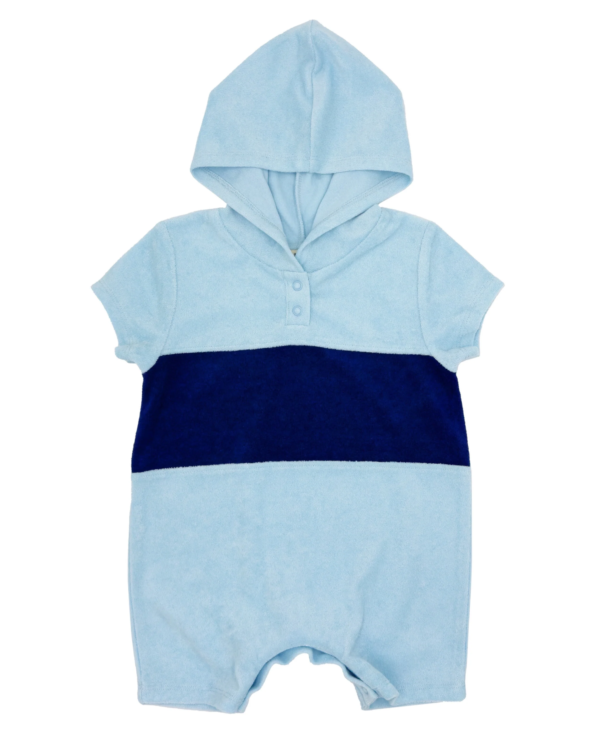 Finn Baby Hooded Romper - Crystal Blue