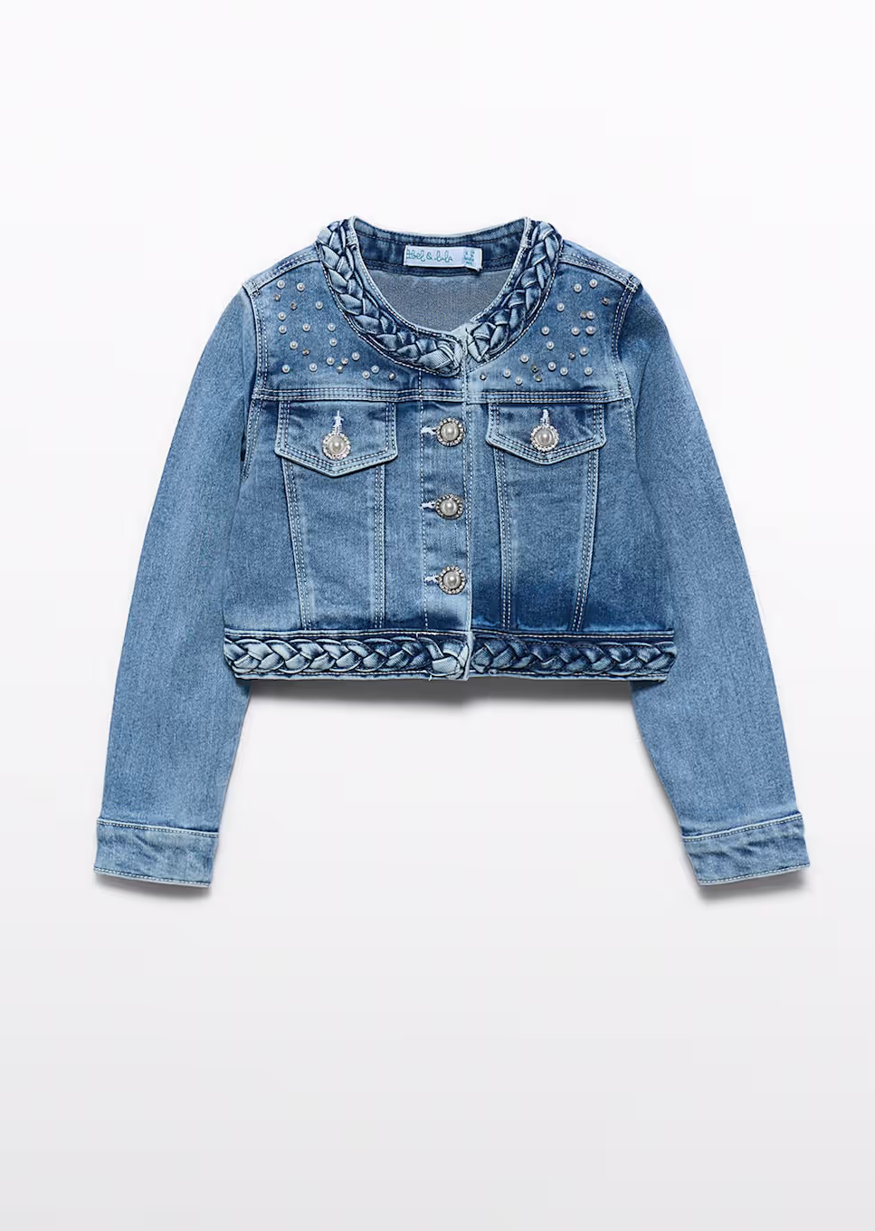 Abel and Lula Pear Denim Jacket Bleached Little Sprout