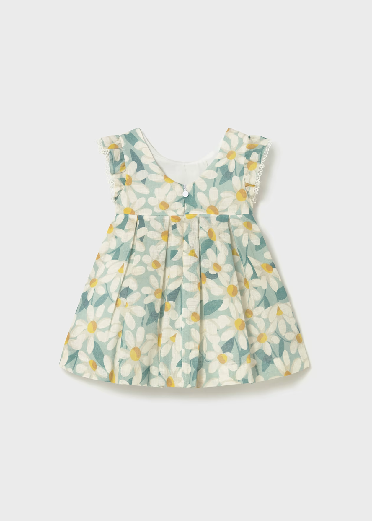 Baby Floral Print Ruffled Dress - Lake