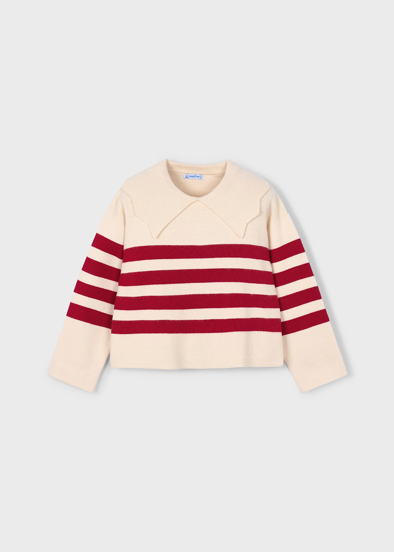 Striped Knit Sweater - Almond